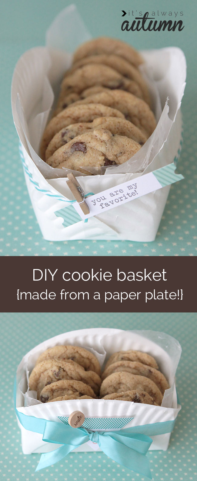 DIY cookie basket made from folded paper plate