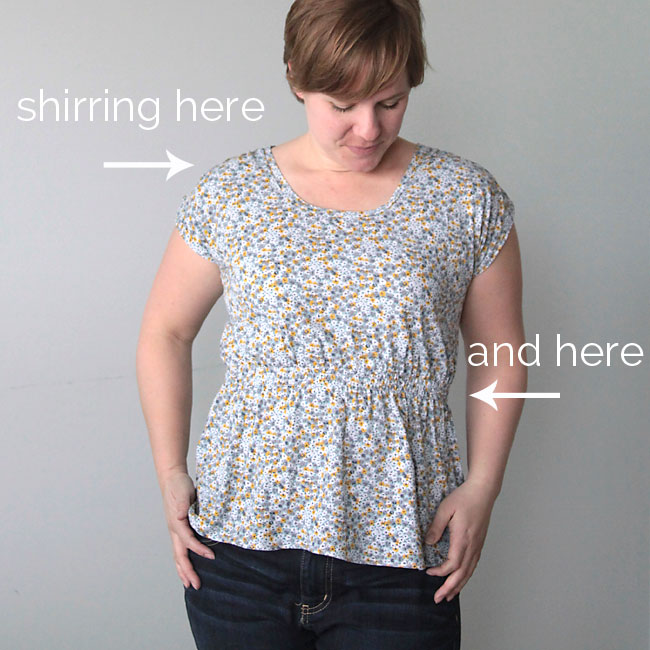 easy to sew women's t-shirt tutorial with gathered waist