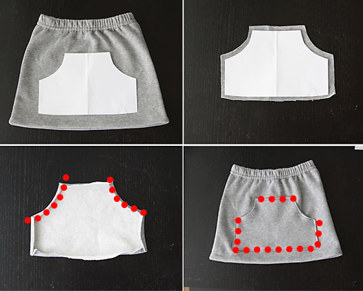 upcycle a pair of sweatpants into a cute kangaroo pocket skirt