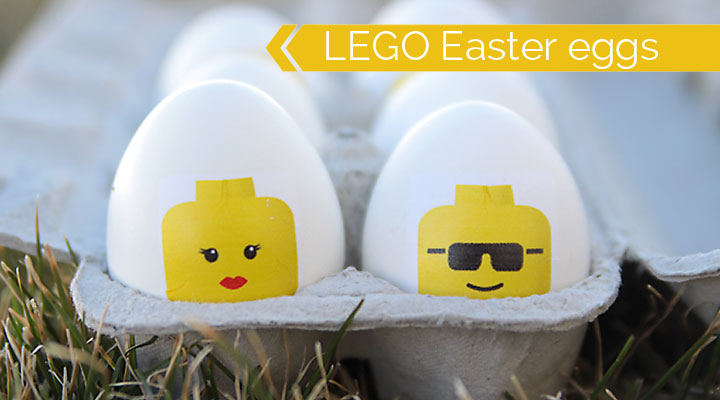 Easter eggs with lego faces on them