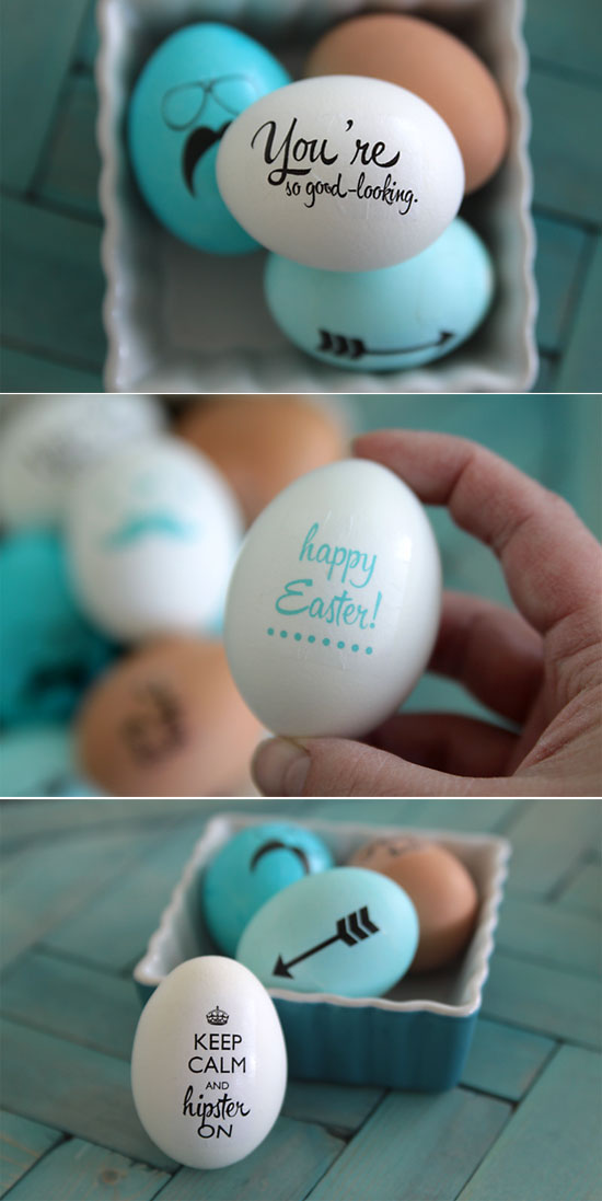 Easter eggs with words on them