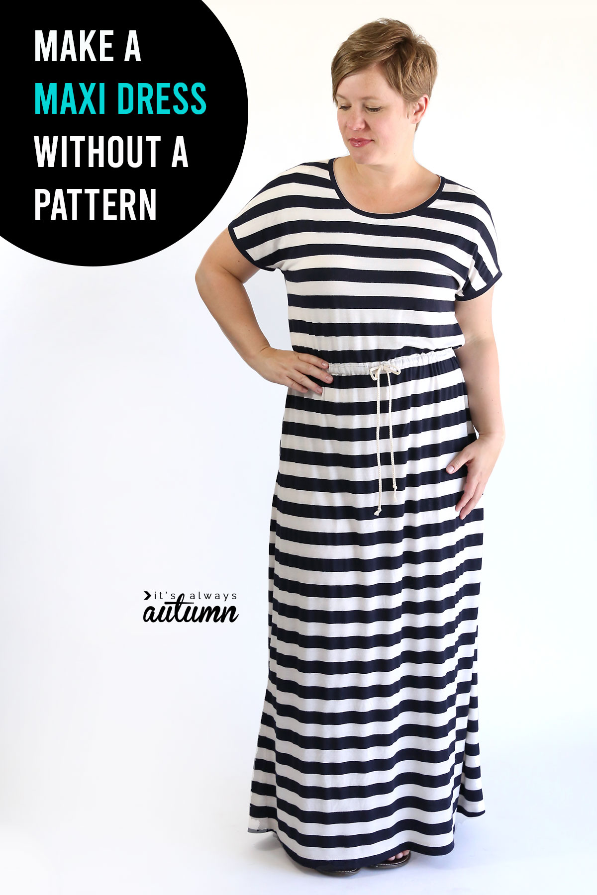 How to sew a maxi dress without a pattern. This is the easiest possible way to make a maxi dress!