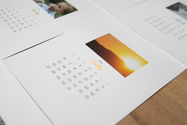 Printable photo calendar with photo of sunset