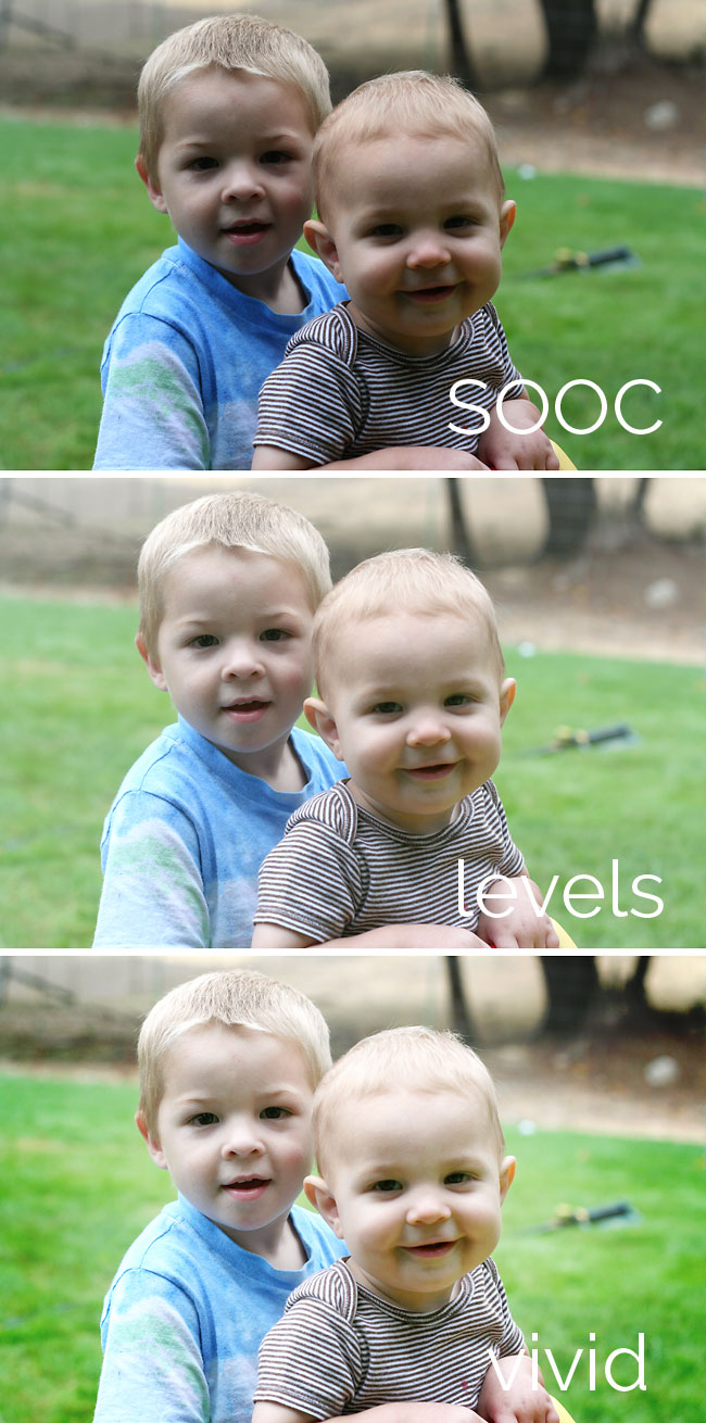 two little boys and edited versions of the same photo