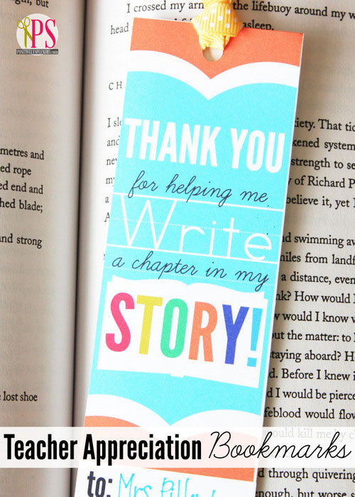 Printable bookmark teacher appreciation gift