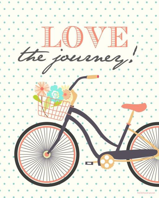 Love the journey! art print with a bicycle