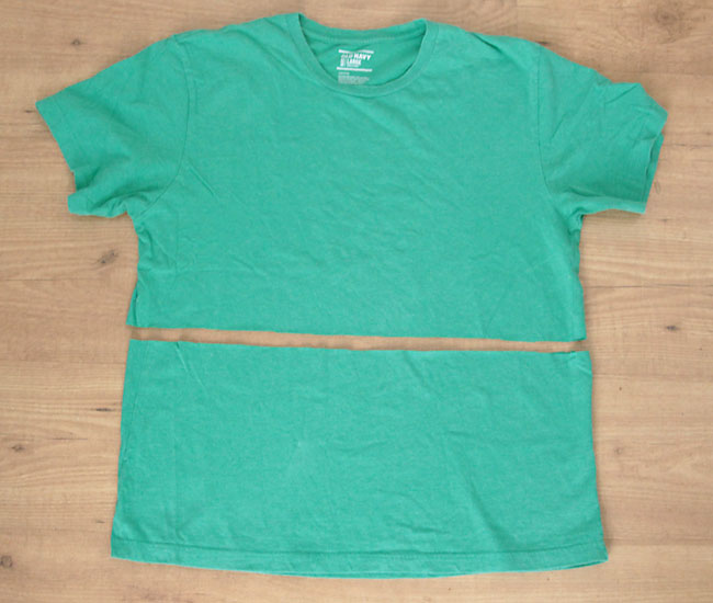 A large t-shirt cut in half horizontally