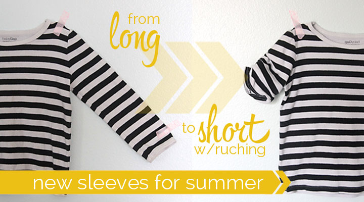 easy DIY tutorial for turning long sleeves into short ruched sleeves