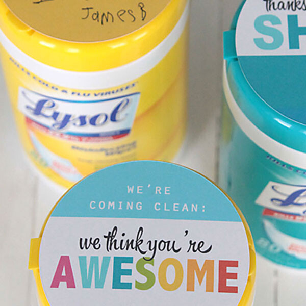 Teacher appreciation gift Lysol wipes