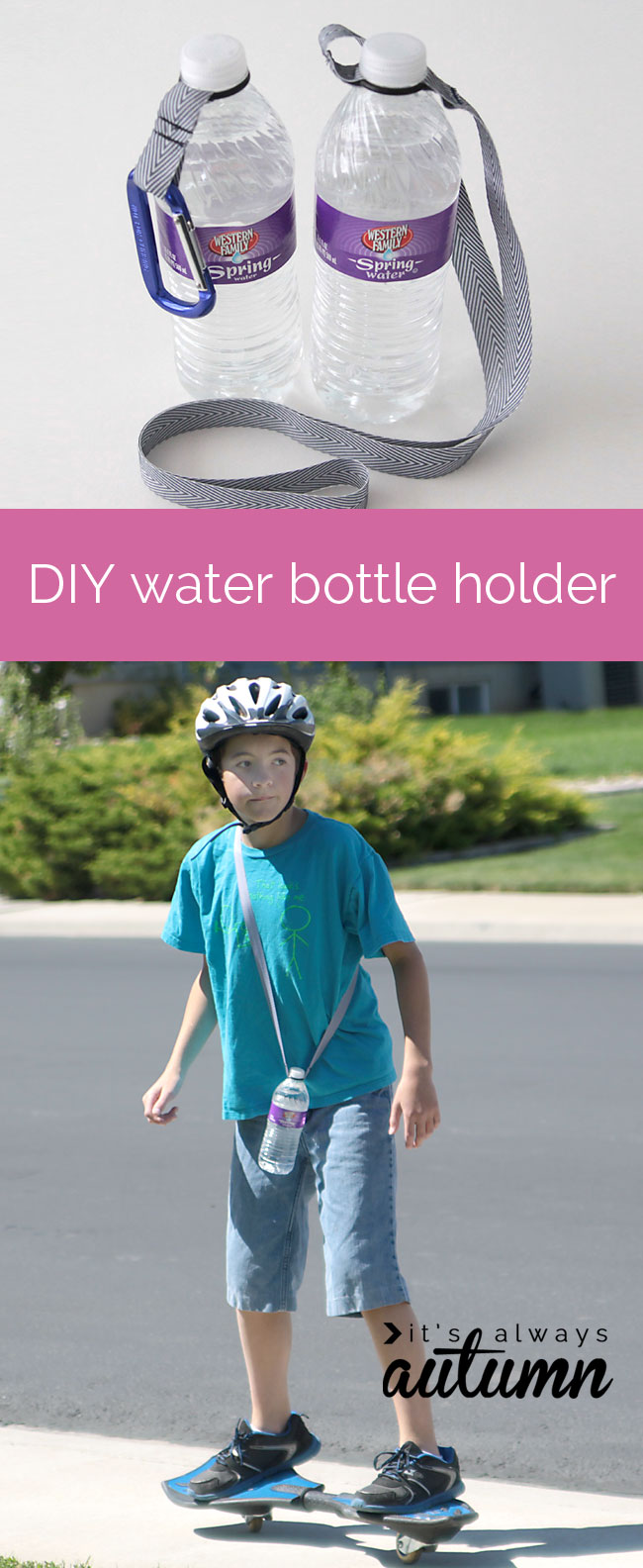 cool idea for an easy DIY water bottle holder