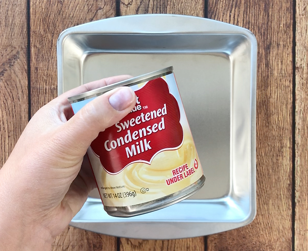 Sweetened condensed milk and 8x8 baking pan