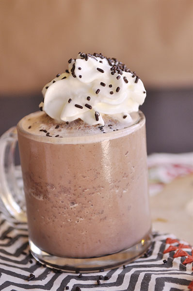 A mug of frozen hot chocolate