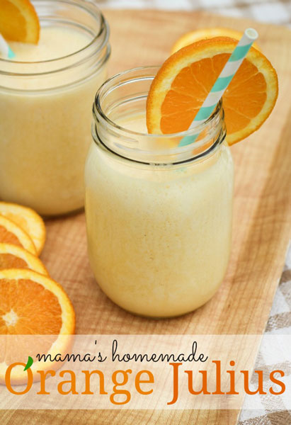 Homemade orange julius in a jar