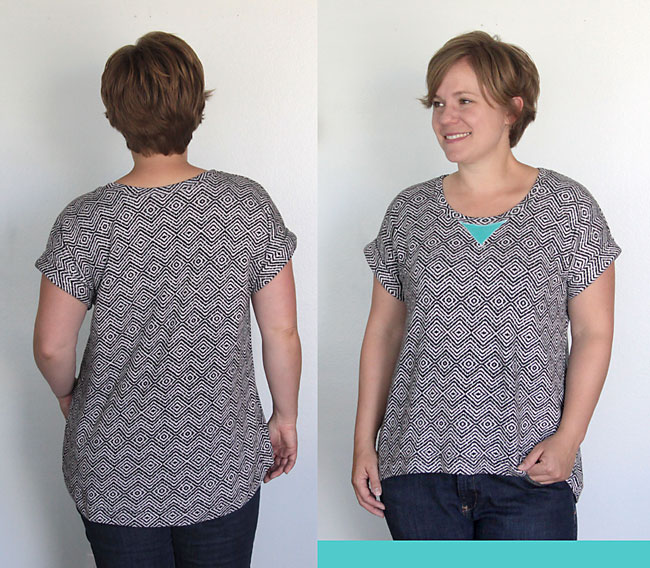 how to sew an easy women's tee shirt with cuffed sleeves tutorial