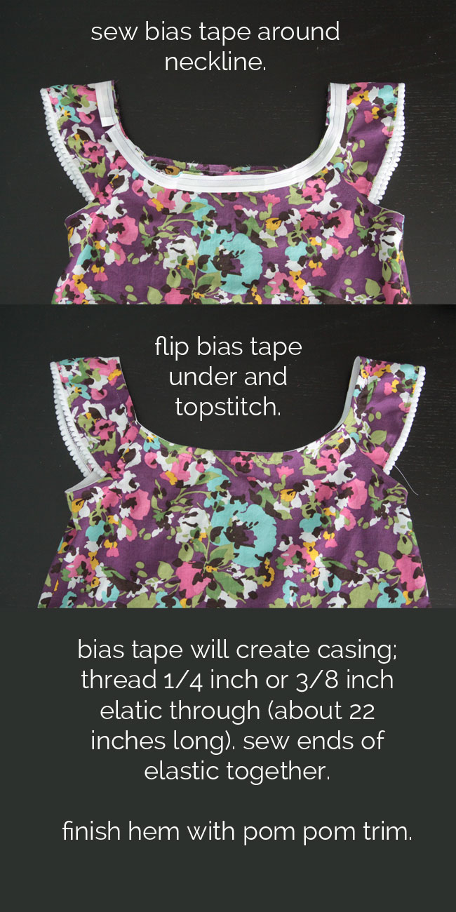 using bias tape to finish neckline and create casing