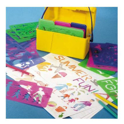 plastic stencils and carrying case