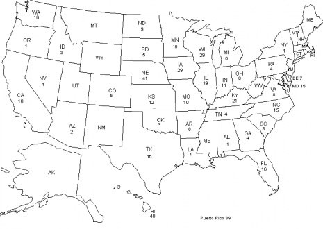 American states map coloring page