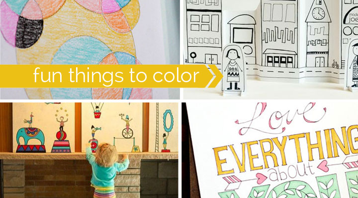 collage of fun things for kids to color