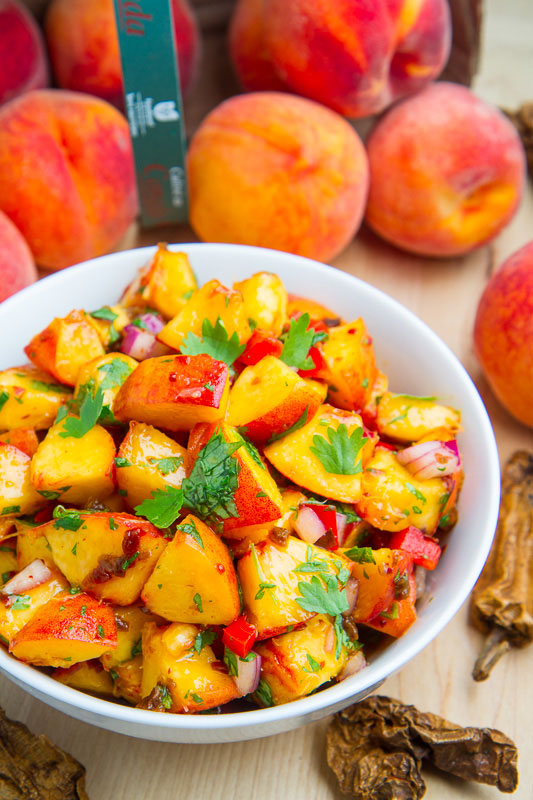 peach salsa in a bowl