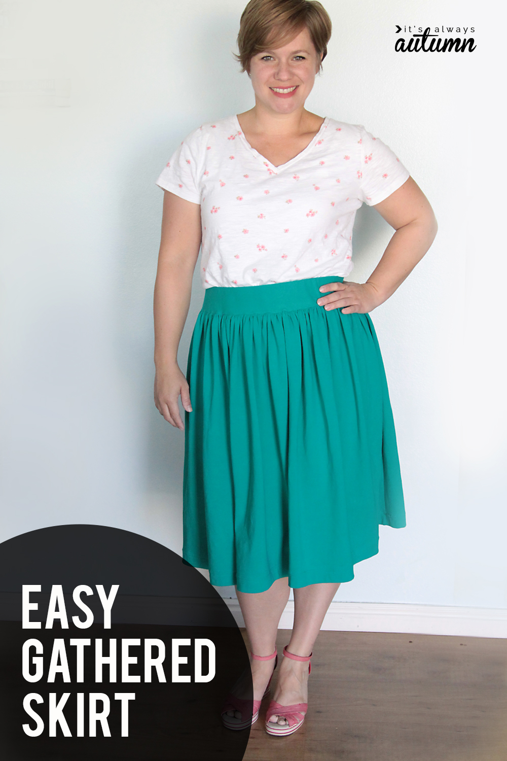How to make a DIY gathered skirt! Easy gathered skirt tutorial with a flat elastic waistband.