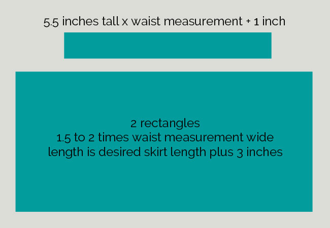 gathered skirt cutting chart