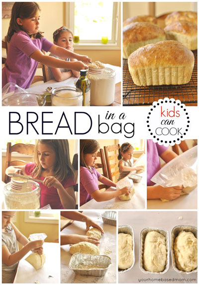 collage showing how to make bread in a bag