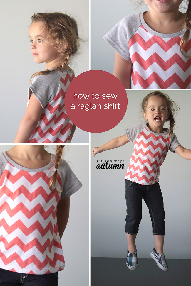 Girl modeling raglan t-shirt sewing tutorial