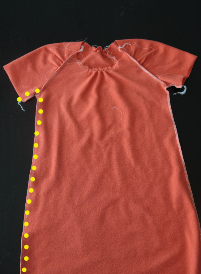 Sweatshirt dress with side seams marked