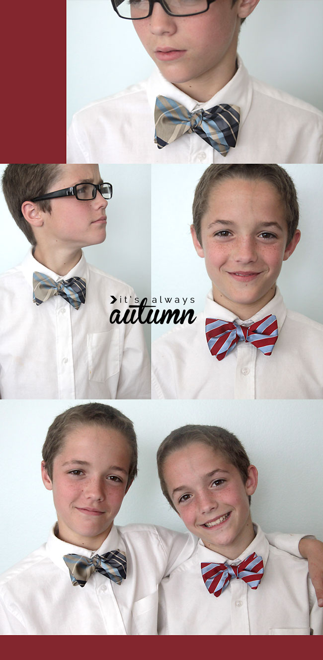 little boys modeling DIY bowtie