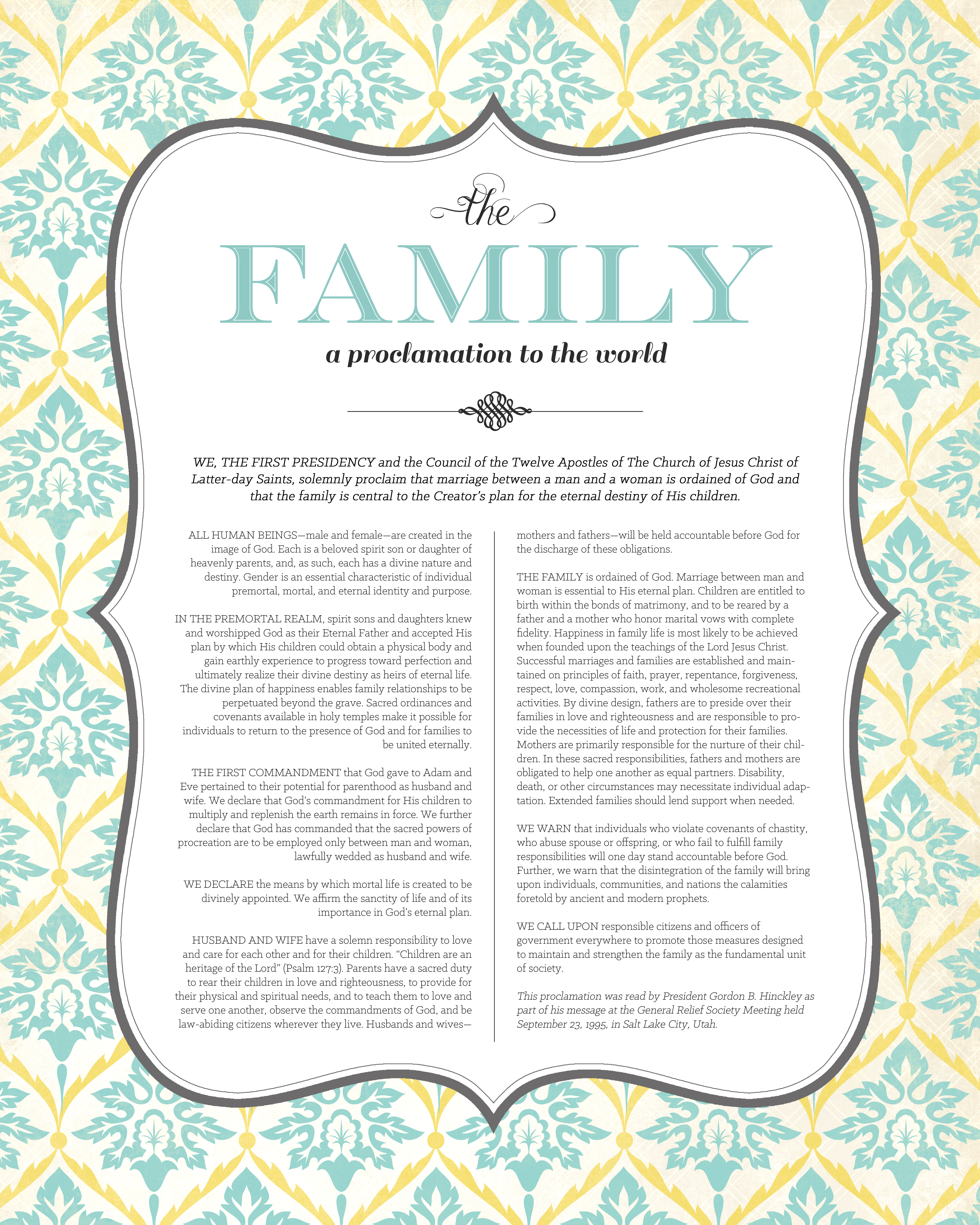  The Family A Proclamation To The World Free LDS Printable It s 