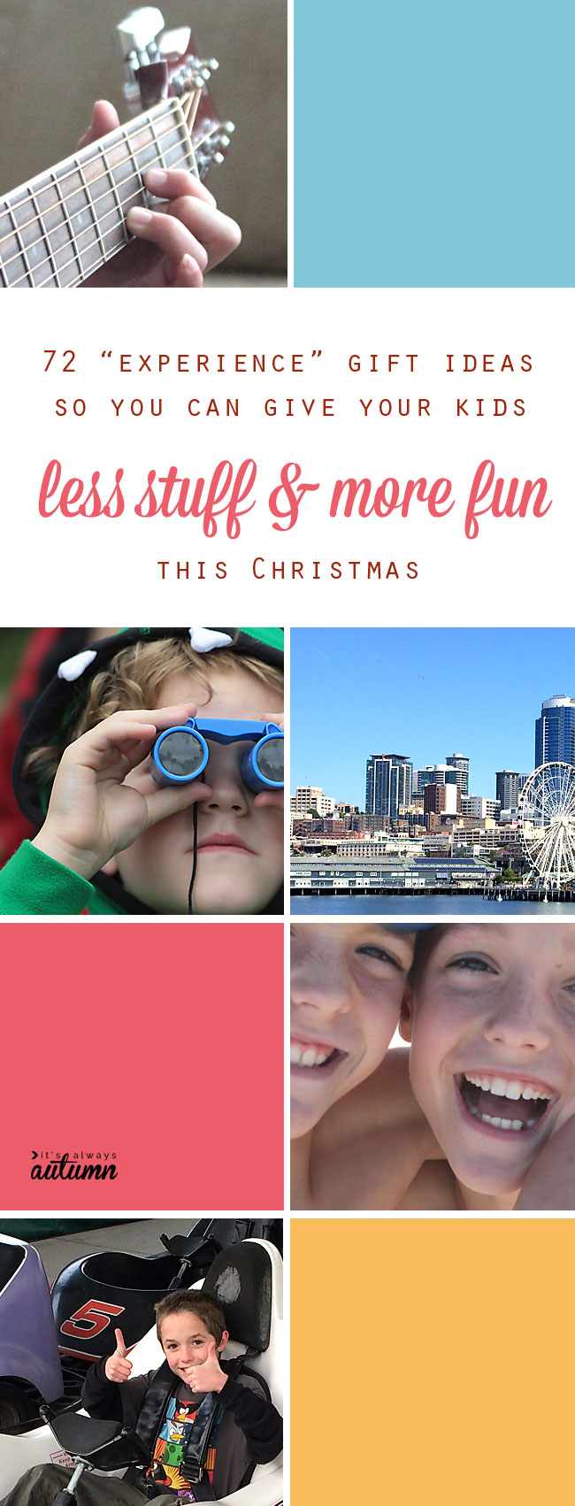 great Christmas gift ideas! give kids experiences instead of stuff - I love these ideas