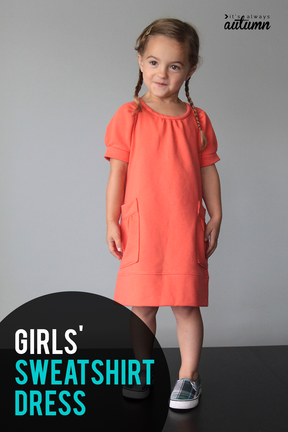 This little girl's sweatshirt dress is so cute! Click through to learn how to sew one.