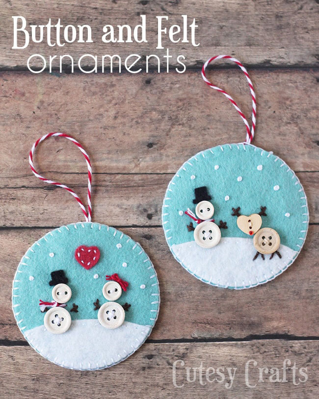 Button and felt Christmas ornaments