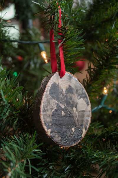 DIY photo transfer Christmas ornament