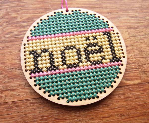 Cross stitch noel Christmas ornament