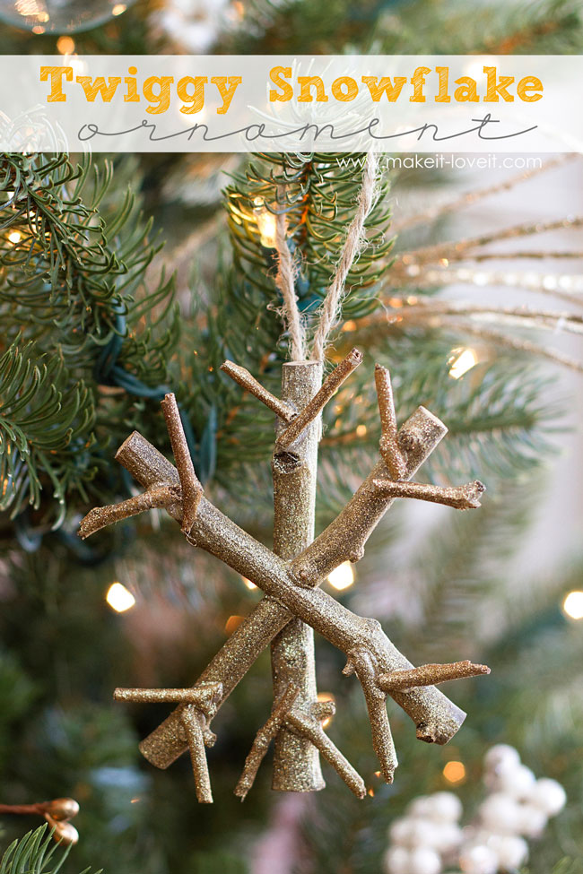 Snowflake ornament made from twigs