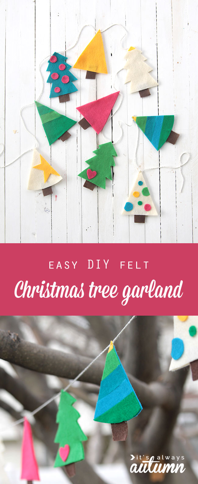 cute Christmas tree garland - Land of Nod knockoff - easy DIY holiday decoration