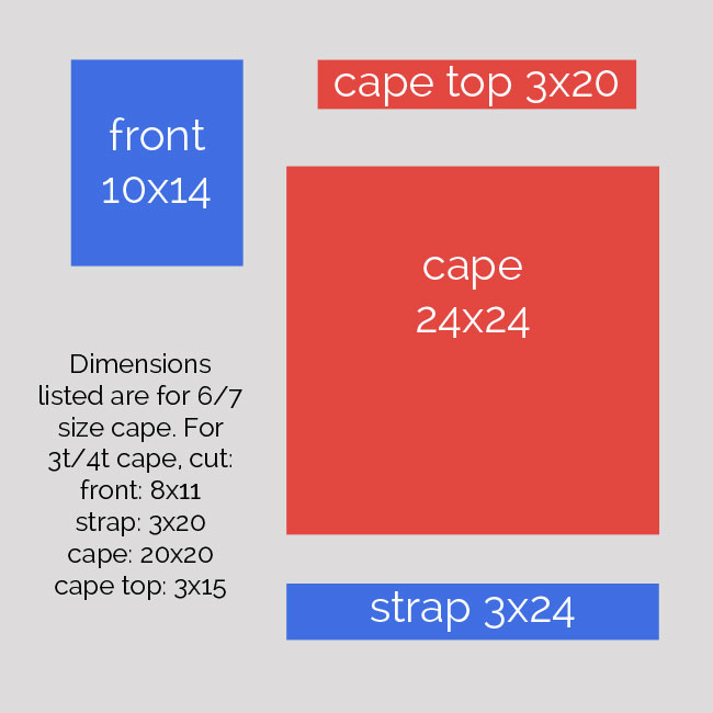 superhero cape cutting diagram