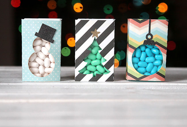 tic tac containers covered in christmas paper