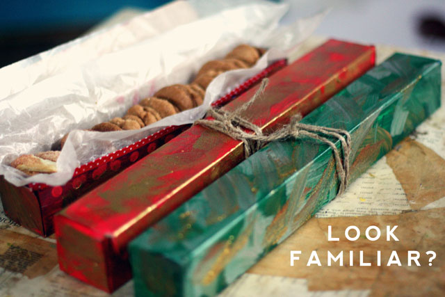 aluminum foil boxes decorated and filled with cookies