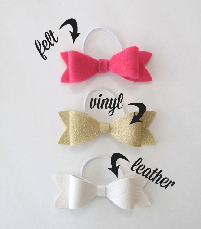DIY hairbows made from felt, vinyl, andleather