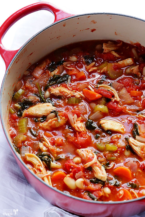 Vegetable tomato basil chicken stew