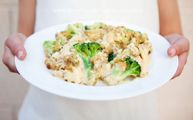 Chicken and stuffing bake with broccoli