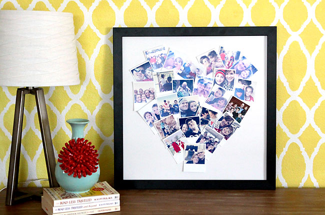 Learn how to make this pretty heart shaped photo collage! Makes a gorgeous homemade gift for Mother's Day, Christmas, and more.