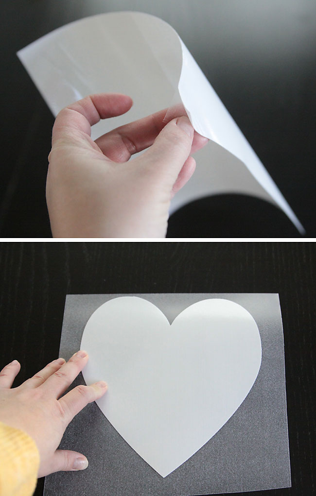 heart cut from white vinyl