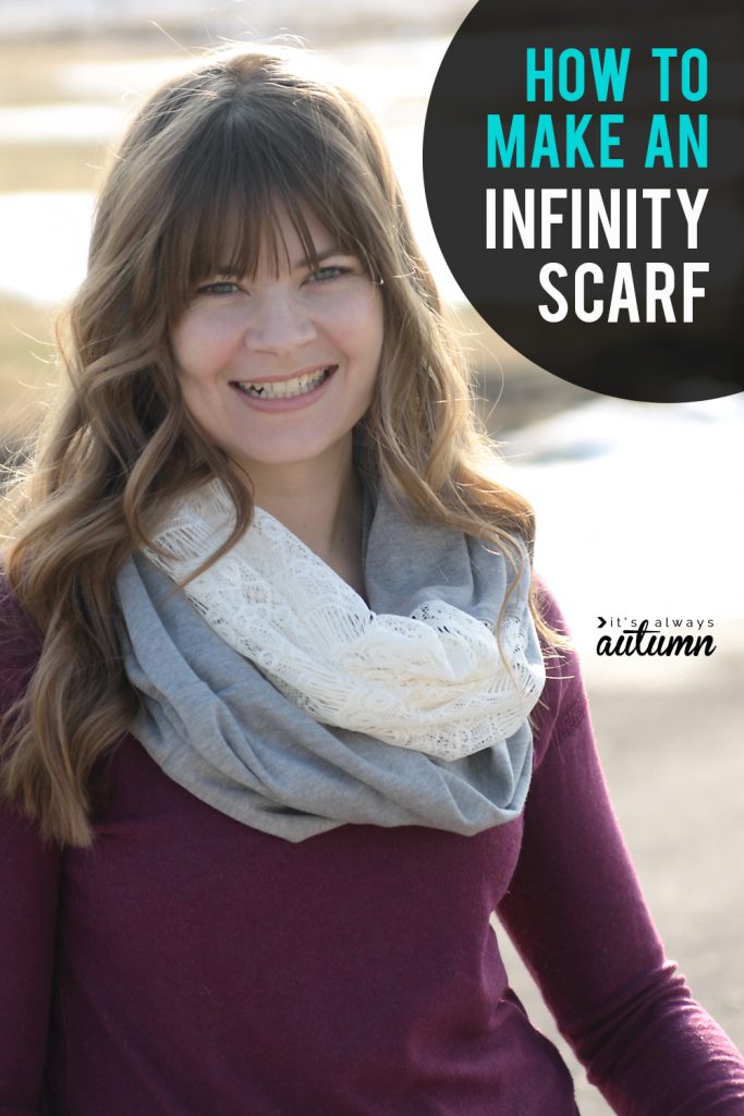 how to make a DIY lace & knit infinity scarf sewing tutorial