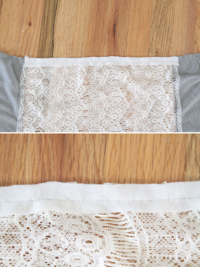 Adding white knit to the hem of the lace portion of the scarf