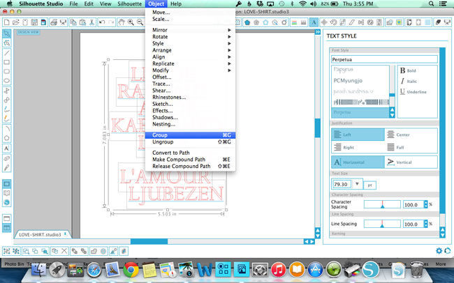 grouping words in silhouette studio