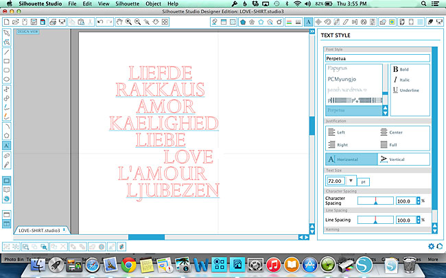 the word love in different languages open in silhouette studio