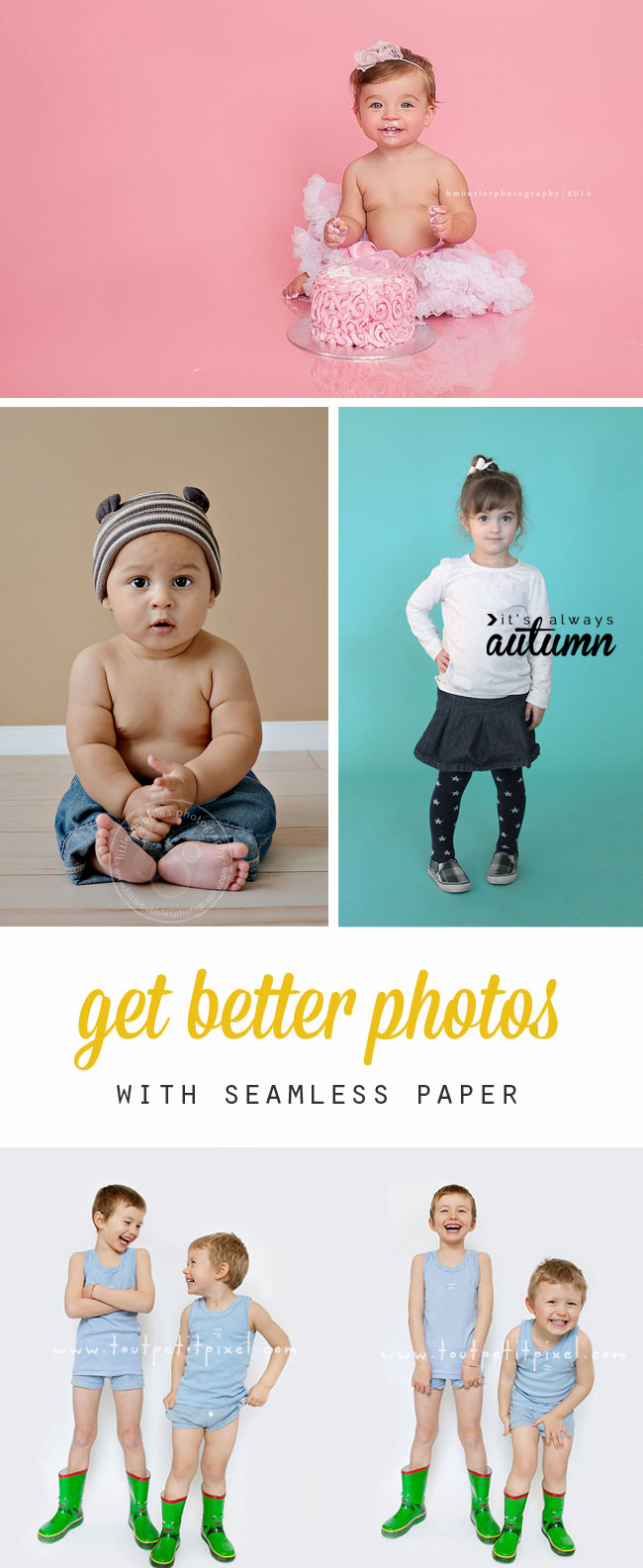 cool! post shows how to get a professional looking photo with a seamless paper background